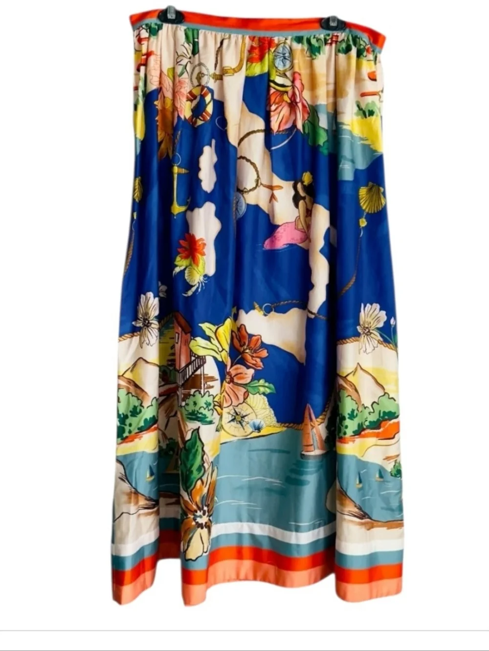 ANTONIO MELANI Evie Ocean Print Maxi A-Line Skirt Top Set sz 2 & 6 - Picture 8 of 15